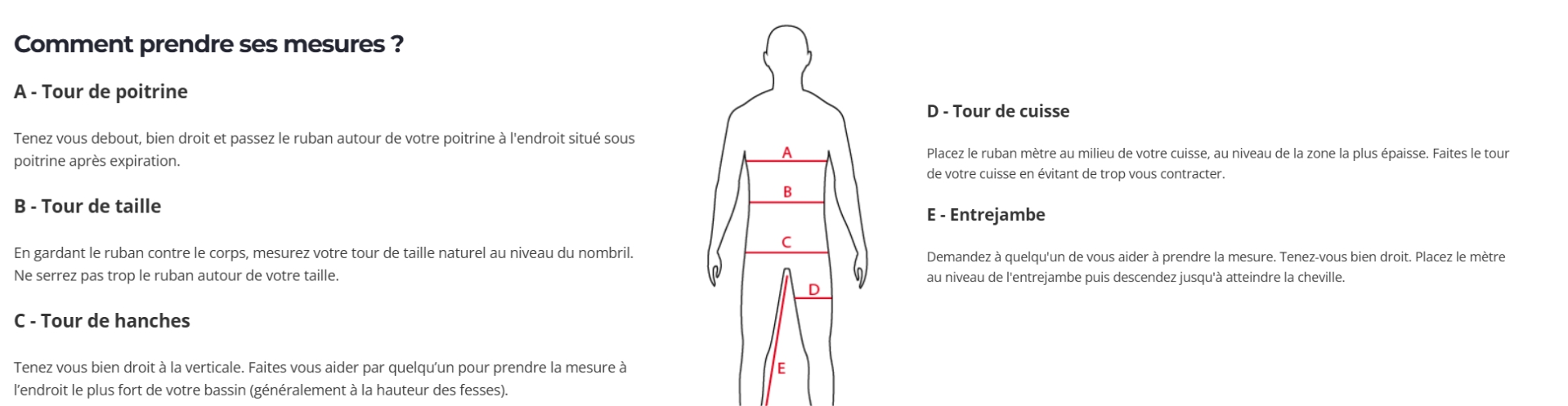 Guide des tailles C4 apnée homme